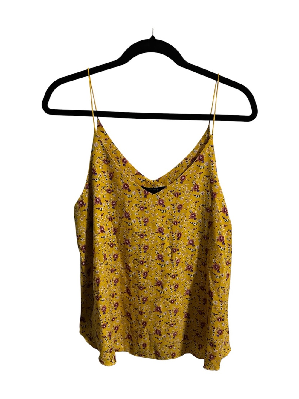 Forever 21 Mustard Yellow Floral Spaghetti-Strap Cami L